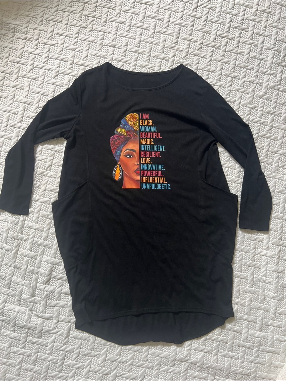 NWOT Black Graphic Pocket Tunic Dress Medium